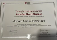 Certificate of Young Investigator Award from Mariam Nazir
